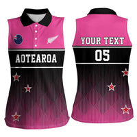 Custom New Zealand Women Cricket Women Sleeveless Polo Shirt Pink Simple Style