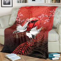 Hawaii and Japan Together Blanket Polynesian Art Tattoo With Cranes And Sakura LT05 - Polynesian Pride