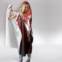 Hawaii and Japan Together Hooded Blanket Polynesian Art Tattoo With Cranes And Sakura - Polynesian Pride