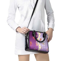 Hawaii And Japan Shoulder Handbag Plumeria Lei With Koi Fish Purple LT05 - Polynesian Pride