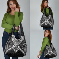 New Zealand Morepork Grocery Bag Maori Pattern Black