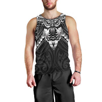 New Zealand Morepork Men Tank Top Maori Pattern Black