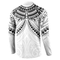 New Zealand Morepork Button Sweatshirt Maori Pattern White