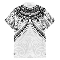 New Zealand Morepork Family Matching Tank Maxi Dress and Hawaiian Shirt Maori Pattern White LT05 - Polynesian Pride