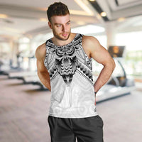 New Zealand Morepork Men Tank Top Maori Pattern White