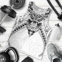 New Zealand Morepork Men Tank Top Maori Pattern White