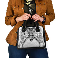 New Zealand Morepork Shoulder Handbag Maori Pattern White