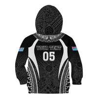 Custom Fiji Rugby Kid Hoodie Fijian Warrior Black LT05 - Polynesian Pride