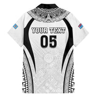 Custom Fiji Rugby Family Matching Off The Shoulder Long Sleeve Dress and Hawaiian Shirt Fijian Warrior White LT05 - Polynesian Pride