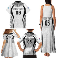 Custom Fiji Rugby Family Matching Tank Maxi Dress and Hawaiian Shirt Fijian Warrior White LT05 - Polynesian Pride
