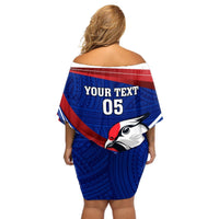 Custom Samoa Rugby Off Shoulder Short Dress Manuma Ptilinopus Perousii LT05 - Polynesian Pride