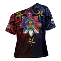 Haiti Philippines Cross Shoulder Shirt Haitian Coat Of Arms With Filipino Sun