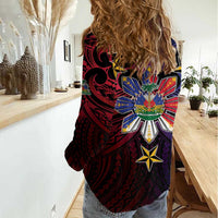 Haiti Philippines Women Casual Shirt Haitian Coat Of Arms With Filipino Sun LT05 - Polynesian Pride