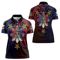 Haiti Philippines Women Polo Shirt Haitian Coat Of Arms With Filipino Sun LT05 - Polynesian Pride
