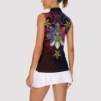 Haiti Philippines Women Sleeveless Polo Shirt Haitian Coat Of Arms With Filipino Sun LT05 - Polynesian Pride