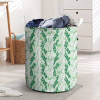Hawaii Ti Leaf Maile Tuberose Lei Laundry Basket With Hanalei Leaf Green