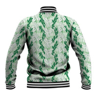 Hawaii Ti Leaf Maile Tuberose Lei Baseball Jacket With Hanalei Leaf Green