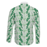 Hawaii Ti Leaf Maile Tuberose Lei Family Matching Mermaid Dress and Hawaiian Shirt With Hanalei Leaf Green LT05 - Polynesian Pride
