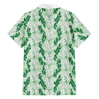 Hawaii Ti Leaf Maile Tuberose Lei Family Matching Off The Shoulder Long Sleeve Dress and Hawaiian Shirt With Hanalei Leaf Green LT05 - Polynesian Pride