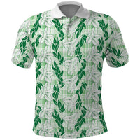 Hawaii Ti Leaf Maile Tuberose Lei Polo Shirt With Hanalei Leaf Green