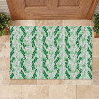 Hawaii Ti Leaf Maile Tuberose Lei Rubber Doormat With Hanalei Leaf Green
