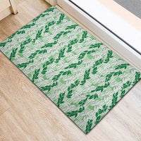 Hawaii Ti Leaf Maile Tuberose Lei Rubber Doormat With Hanalei Leaf Green
