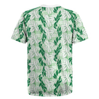 Hawaii Ti Leaf Maile Tuberose Lei Rugby Jersey With Hanalei Leaf Green