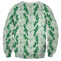 Hawaii Ti Leaf Maile Tuberose Lei Sweatshirt With Hanalei Leaf Green