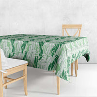 Hawaii Ti Leaf Maile Tuberose Lei Tablecloth With Hanalei Leaf Green