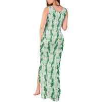 Hawaii Ti Leaf Maile Tuberose Lei Tank Maxi Dress With Hanalei Leaf Green