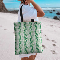 Hawaii Ti Leaf Maile Tuberose Lei Tote Bag With Hanalei Leaf Green