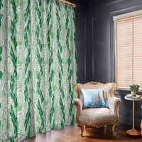 Hawaii Ti Leaf Maile Tuberose Lei Window Curtain With Hanalei Leaf Green
