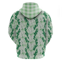Hawaii Ti Leaf Maile Tuberose Lei Zip Hoodie With Hanalei Leaf Green
