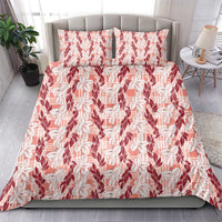 Hawaii Ti Leaf Maile Tuberose Lei Bedding Set With Hanalei Leaf Red