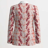 Hawaii Ti Leaf Maile Tuberose Lei Blazer With Hanalei Leaf Red