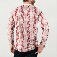 Hawaii Ti Leaf Maile Tuberose Lei Button Sweatshirt With Hanalei Leaf Red