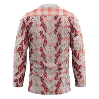 Hawaii Ti Leaf Maile Tuberose Lei Hockey Jersey With Hanalei Leaf Red