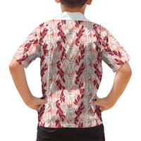 Hawaii Ti Leaf Maile Tuberose Lei Kid Hawaiian Shirt With Hanalei Leaf Red