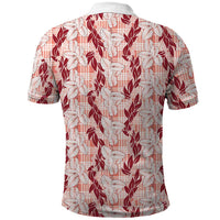 Hawaii Ti Leaf Maile Tuberose Lei Polo Shirt With Hanalei Leaf Red