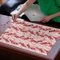 Hawaii Ti Leaf Maile Tuberose Lei Puzzle With Hanalei Leaf Red