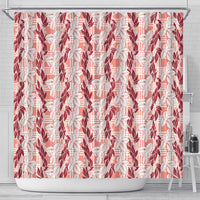 Hawaii Ti Leaf Maile Tuberose Lei Shower Curtain With Hanalei Leaf Red