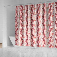 Hawaii Ti Leaf Maile Tuberose Lei Shower Curtain With Hanalei Leaf Red