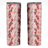 Hawaii Ti Leaf Maile Tuberose Lei Skinny Tumbler With Hanalei Leaf Red
