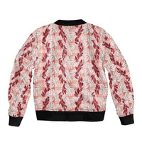 Hawaii Ti Leaf Maile Tuberose Lei Sleeve Zip Bomber Jacket With Hanalei Leaf Red
