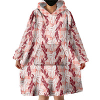 Hawaii Ti Leaf Maile Tuberose Lei Wearable Blanket Hoodie With Hanalei Leaf Red