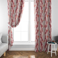 Hawaii Ti Leaf Maile Tuberose Lei Window Curtain With Hanalei Leaf Red