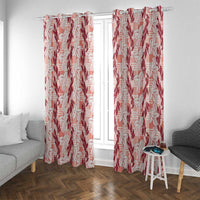 Hawaii Ti Leaf Maile Tuberose Lei Window Curtain With Hanalei Leaf Red