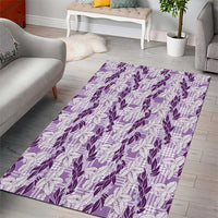 Hawaii Ti Leaf Maile Tuberose Lei Area Rug With Hanalei Leaf Purple