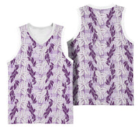 Hawaii Ti Leaf Maile Tuberose Lei Basketball Jersey With Hanalei Leaf Purple
