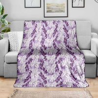 Hawaii Ti Leaf Maile Tuberose Lei Blanket With Hanalei Leaf Purple